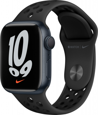 Apple Watch Nike Series 7 45 мм корпус из алюминия «тёмная ночь» спортивный ремешок Nike «антрацитовый/чёрный» 1 Apple Watch Series 7 показывают максимум. Большой продвинутый дисплей. Самые прочные Apple Watch в истории. Мощные инновации для заботы о здоровье. Более быстрая зарядка: до 33% быстрее.