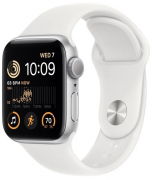 Apple Watch SE 2022 40 мм корпус из алюминия серебристый, спортивный ремешок белый