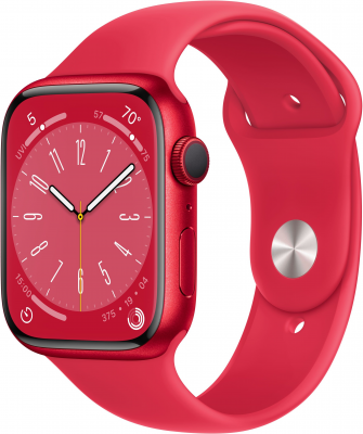 Apple Watch Series 8 45 мм корпус из алюминия (PRODUCT)RED, спортивный ремешок (PRODUCT)RED Элегантные умные часы с большим ярким дисплеем Always‑On в тонком корпусе. Помогут следить за здоровьем и физической формой, отслеживать женский цикл и планировать семью.