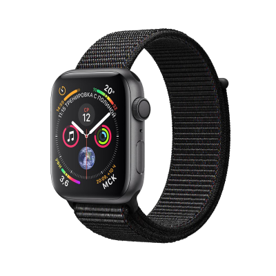 Apple Watch Series 4 44mm Space Gray Aluminum Case with Black Sport Loop Apple Watch Series 4 имеют массу нововведений и впервые масштабно обновленный дизайн с момента выхода оригинальных «умных» часов Apple.