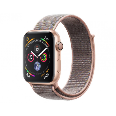 Apple Watch Series 4 40mm Gold Aluminum Case with Pink Sand Sport Loop Apple Watch Series 4 имеют массу нововведений и впервые масштабно обновленный дизайн с момента выхода оригинальных «умных» часов Apple.