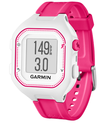 Forerunner 25 бело-розовые Forerunner 25 бело-розовые часы разработаны специально для бега, оснащены мощным приемником GPS и отличаются простым и удобным дизайном. Они позволяют отслеживать такие показатели, как темп, расстояние, пульс и калории. 