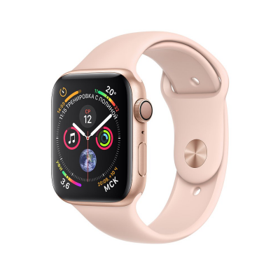 Apple Watch Series 4 44mm Gold Aluminum Case with Pink Sand Sport Band Apple Watch Series 4 имеют массу нововведений и впервые масштабно обновленный дизайн с момента выхода оригинальных «умных» часов Apple.