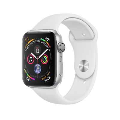 Apple Watch Series 4 44mm Silver Aluminum Case with White Sport Band Apple Watch Series 4 имеют массу нововведений и впервые масштабно обновленный дизайн с момента выхода оригинальных «умных» часов Apple.