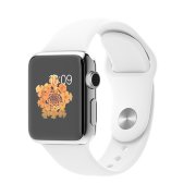 Apple Watch 38mm Stainless Steel Case with White Sport Band