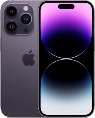 Apple iPhone 14 Pro 1 ТБ  темно-фиолетовый iPhone 14 Pro – это флагманский смартфон 2022 года от компании Apple. Модель представлена в четырех вариантах цветов: глубокий фиолетовый (Deep Purple), золотой (Gold), космический черный (Space Black) и серебристый (Silver).