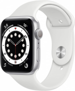Apple Watch Series 6 GPS 44 мм корпус из алюминия серебристый ремешок белый