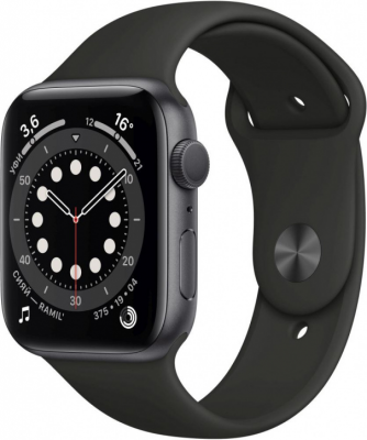 Apple Watch Series 6 GPS 44 мм корпус из алюминия «серый космос» ремешок черный У этих часов есть новый датчик и специальное приложение для измерения уровня кислорода в крови. И много других продвинутых функций для здорового образа жизни. Apple Watch Series 6 — это мощное устройство, которое бережно заботится о вас.