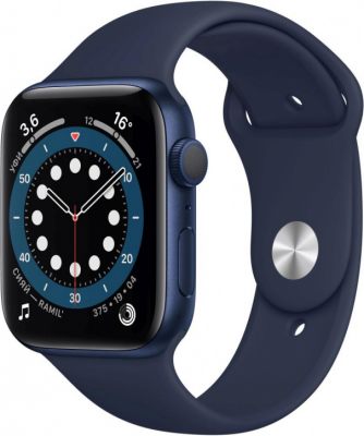 Apple Watch Series 6 GPS 44 мм корпус из алюминия синий ремешок синий У этих часов есть новый датчик и специальное приложение для измерения уровня кислорода в крови. И много других продвинутых функций для здорового образа жизни. Apple Watch Series 6 — это мощное устройство, которое бережно заботится о вас.