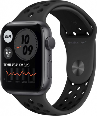 Apple Watch Nike Series 6 GPS 44 мм корпус из алюминия «серый космос» ремешок черный У этих часов есть новый датчик и специальное приложение для измерения уровня кислорода в крови. И много других продвинутых функций для здорового образа жизни. Apple Watch Series 6 — это мощное устройство, которое бережно заботится о вас.