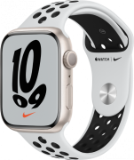 Apple Watch Nike Series 7 41 мм корпус из алюминия «сияющая звезда» спортивный ремешок Nike «чистая платина/чёрный»