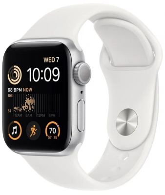 Apple Watch SE 2022 44 мм корпус из алюминия серебристый, спортивный ремешок белый 
Смарт-часы Apple Watch SE второго поколения — стильный аксессуар, способный дополнить любой образ, а также незаменимый помощник в ваших тренировках.